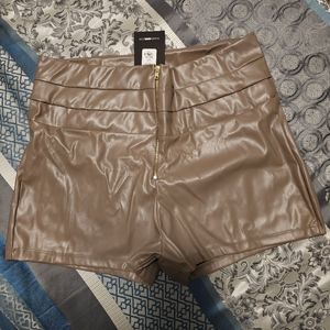 High Rise Faux Leather Shorts